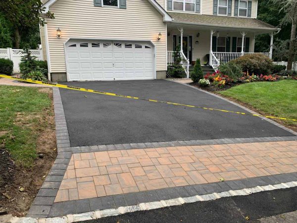 Blacktop with concrete pavers Lindenhurst, Suffolk County
