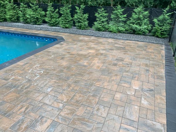 Pool decking with pavers in Huntington, 11743
